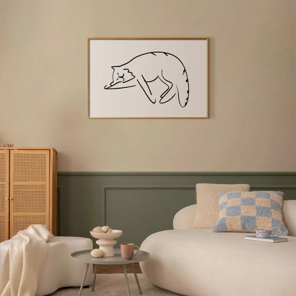 Plakat Kocie sny 30x21 cm z ramą złotą z marginesem | MIRAT.