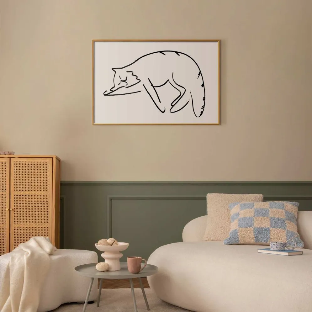 Plakat Kocie sny 30x21 cm z ramą złotą bez marginesu | MIRAT.