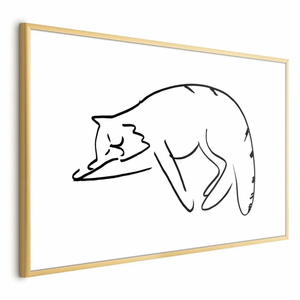 Plakat Kocie sny 30x21 cm z ramą złotą z marginesem | MIRAT.