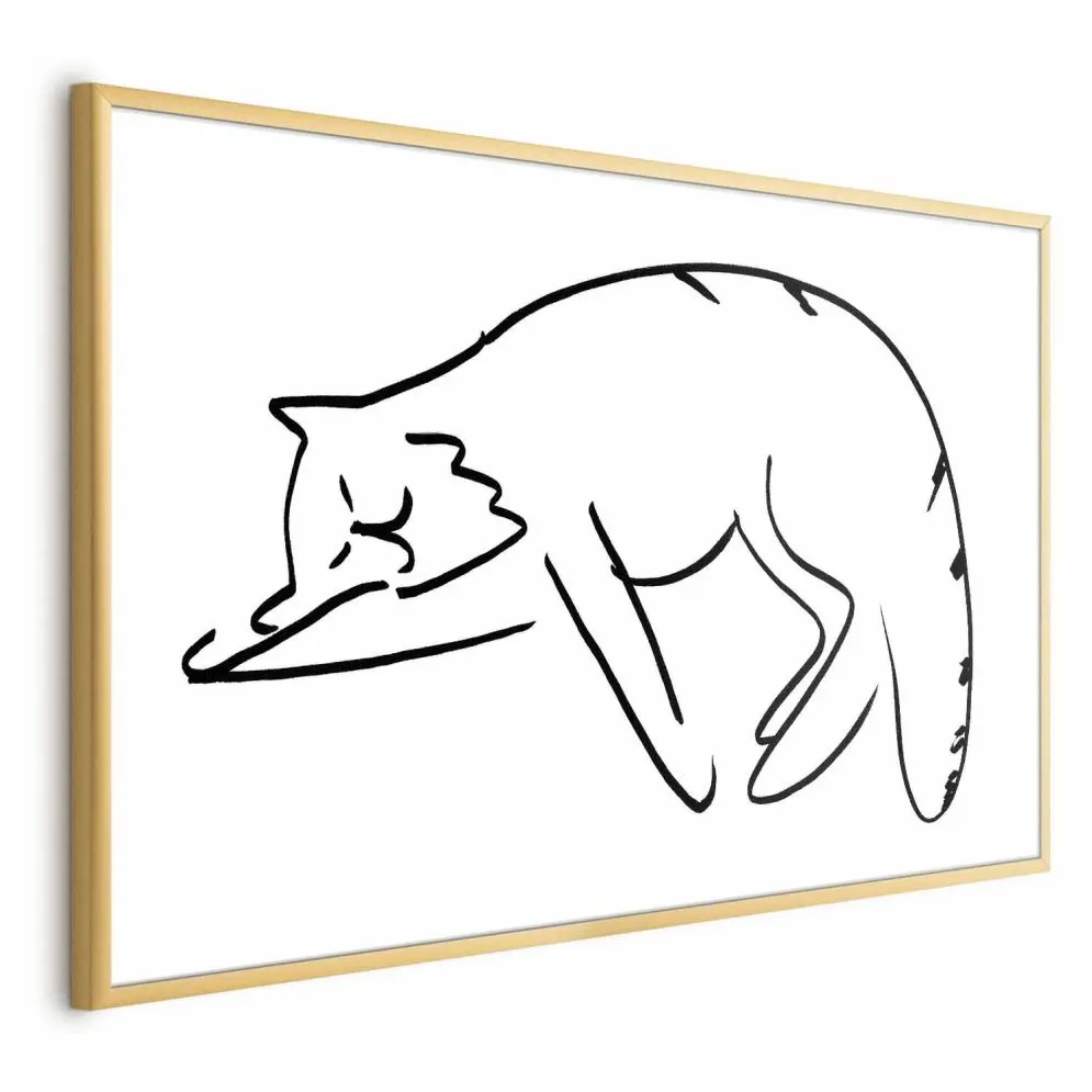 Plakat Kocie sny 30x21 cm z ramą złotą bez marginesu | MIRAT.
