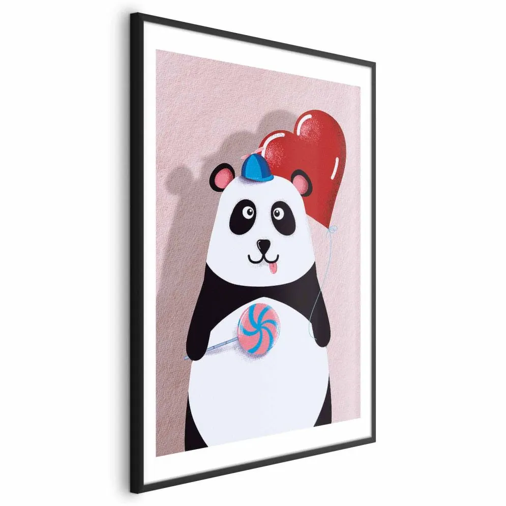 Plakat Panda z balonikiem 40x60 cm z ramą czarną z marginesem | MIRAT.