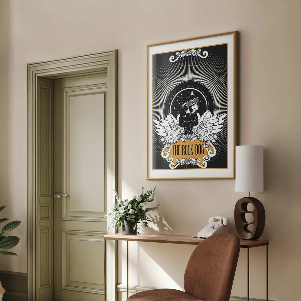 Plakat The Rock Dog 40x60 cm z ramą złotą z marginesem | MIRAT.