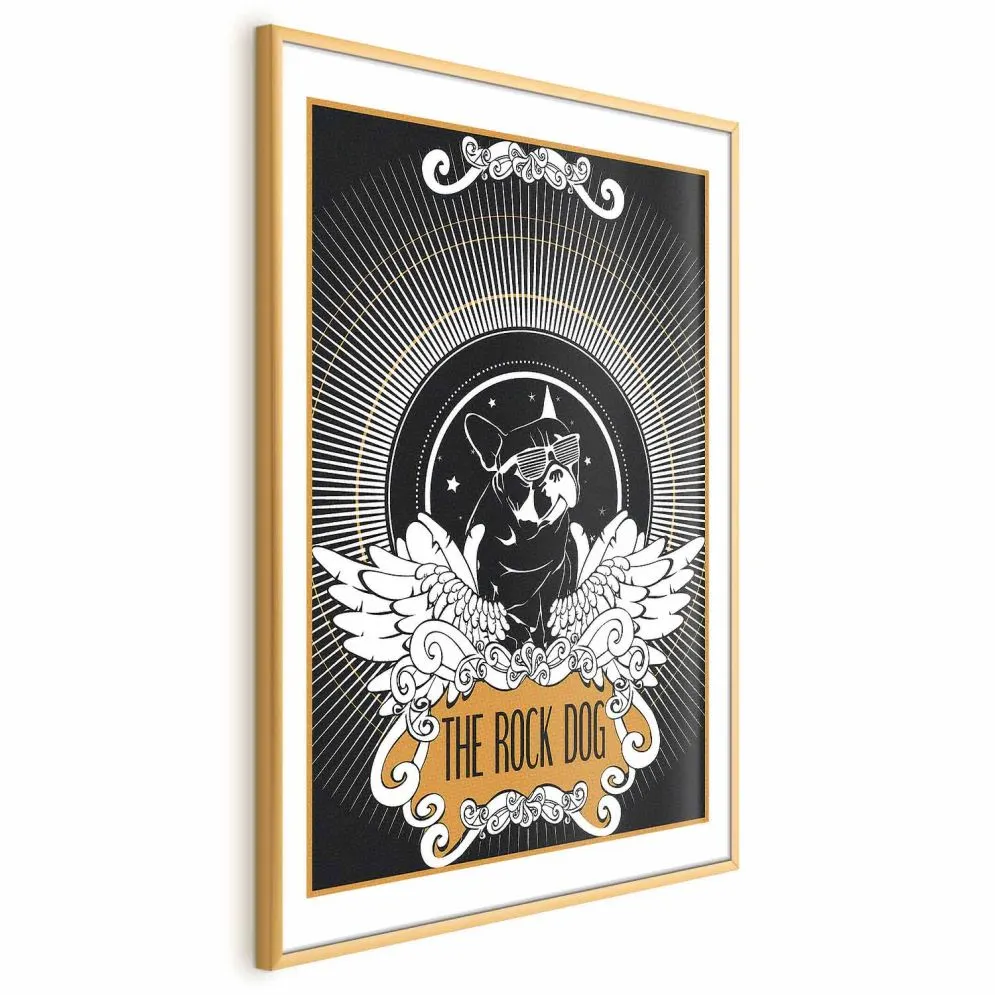 Plakat The Rock Dog 40x60 cm z ramą złotą z marginesem | MIRAT.