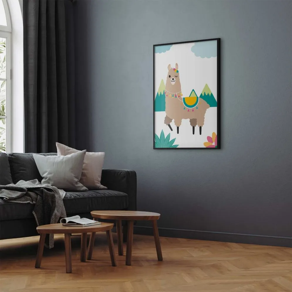 Plakat Niezwykła lama 60x90 cm z ramą czarną bez marginesu | MIRAT.