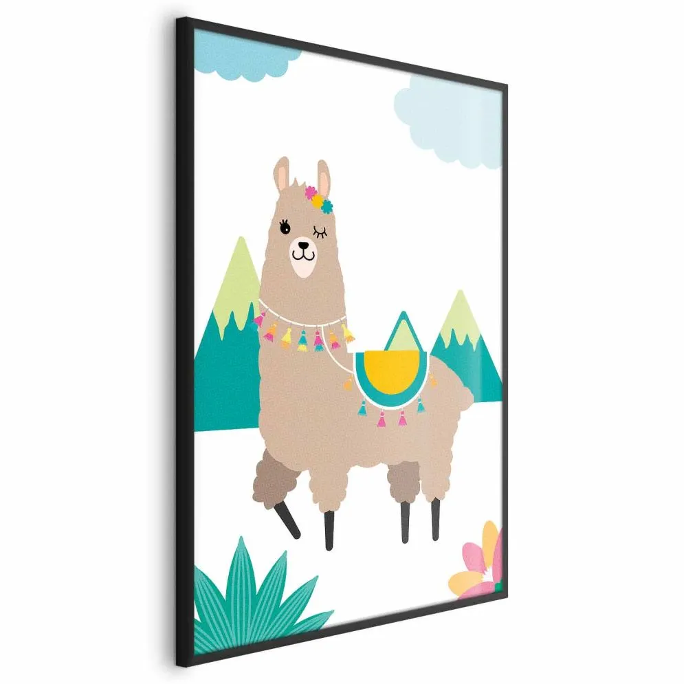 Plakat Niezwykła lama 60x90 cm z ramą czarną bez marginesu | MIRAT.