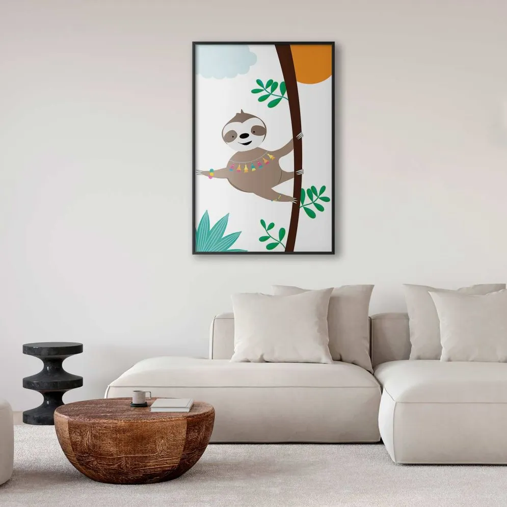 Plakat Wesoły leniwiec 40x60 cm z ramą czarną bez marginesu | MIRAT.