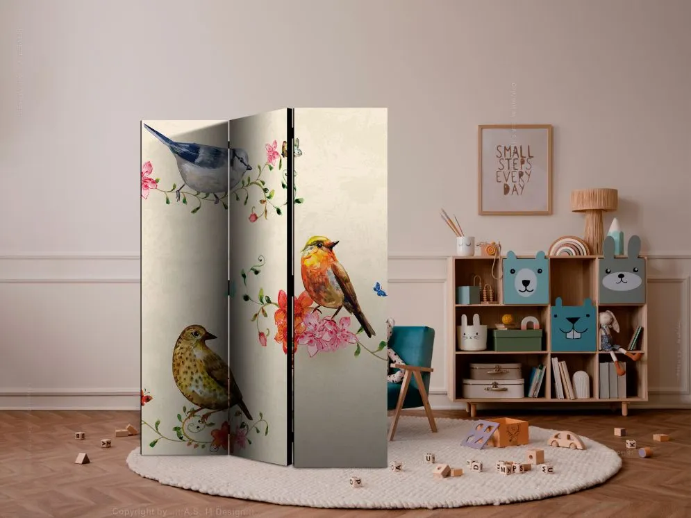 Parawan jednostronny Zwierzęta 135x172 cm 3-częściowy beżowy | MIRAT.