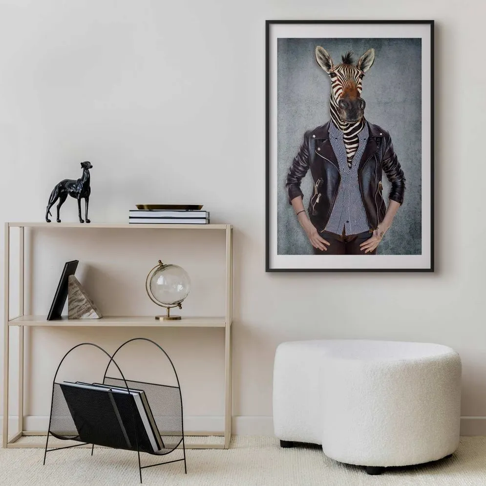 Plakat Zebra Ewa 60x90 cm z ramą czarną z marginesem | MIRAT.