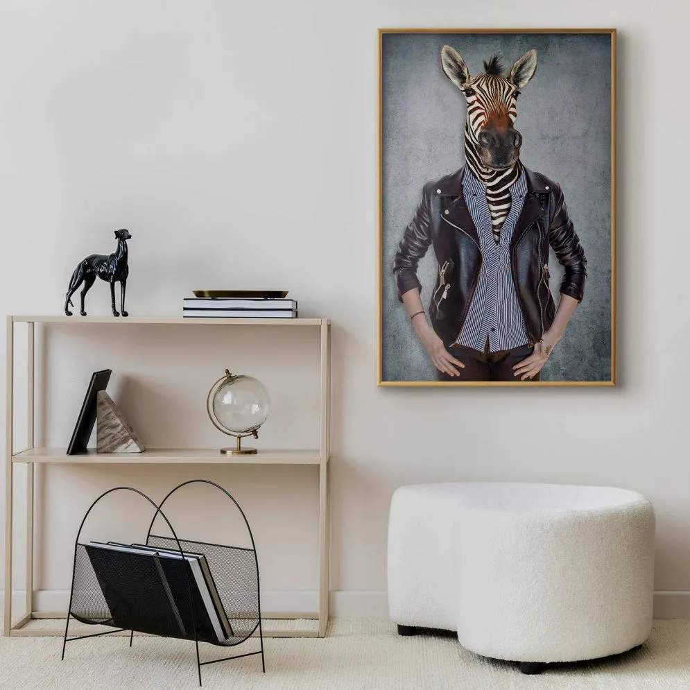 Plakat Zebra Ewa 29,7x42 cm z ramą złotą bez marginesu | MIRAT.