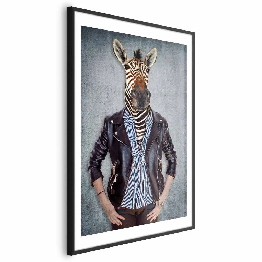 Plakat Zebra Ewa 60x90 cm z ramą czarną z marginesem | MIRAT.