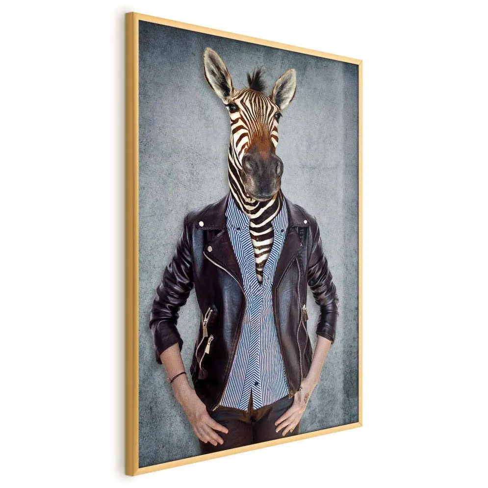 Plakat Zebra Ewa 29,7x42 cm z ramą złotą bez marginesu | MIRAT.