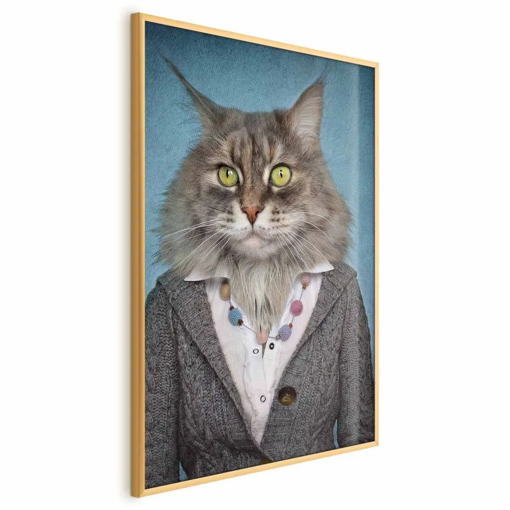 Plakat Pani kot 29,7x42 cm z ramą złotą bez marginesu | MIRAT.