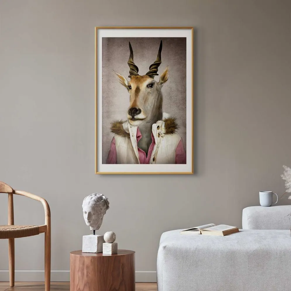Plakat Antylopa 29,7x42cm z ramą złotą z marginesem | MIRAT.  kolekcja g-B-0129-ao-a
