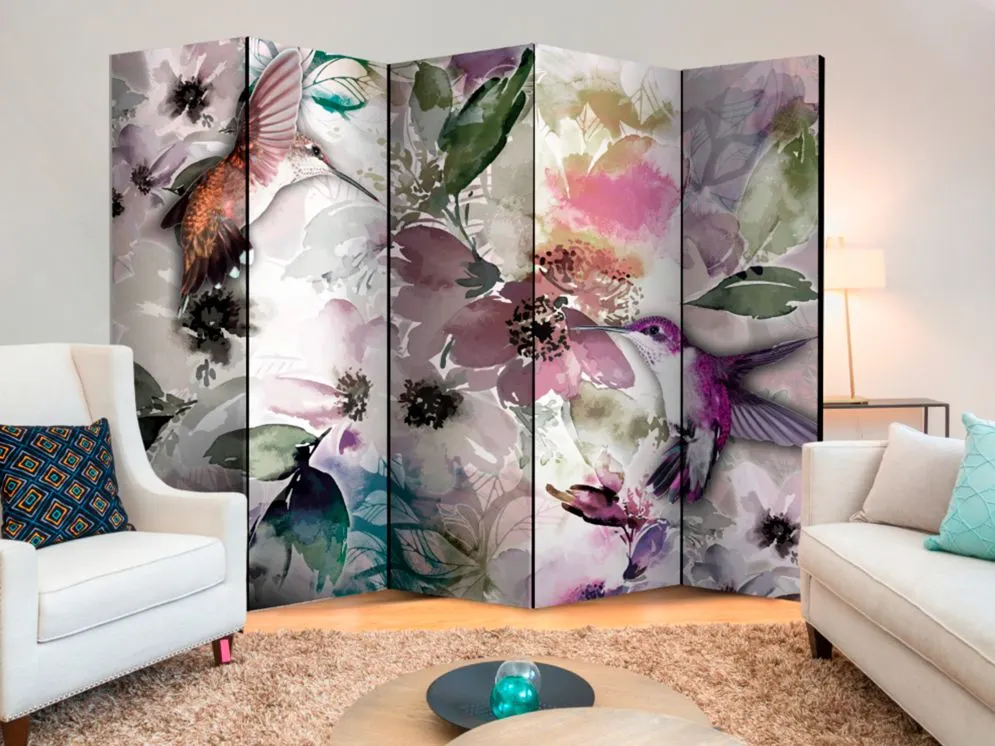 Parawan dwustronny Zwierzęta 225x172 cm 5-częściowy szary | MIRAT.