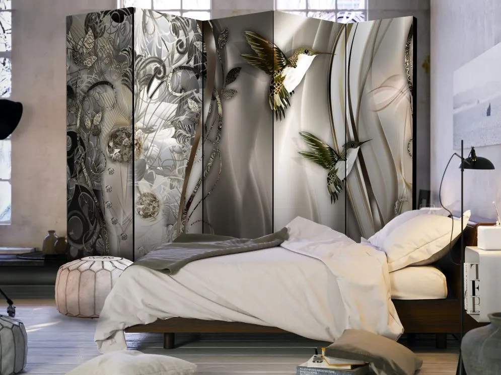 Parawan jednostronny Zwierzęta 225x172 cm 5-częściowy szary | MIRAT.