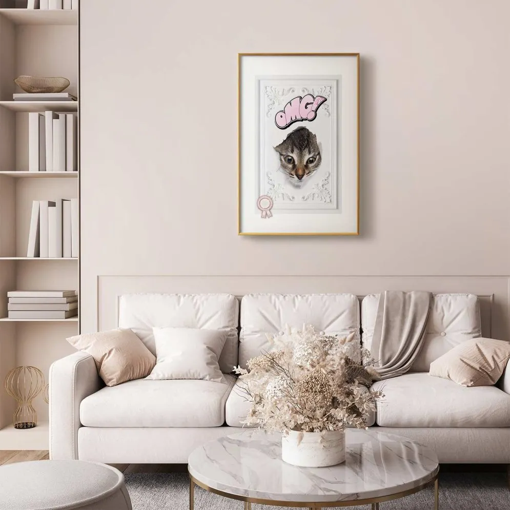 Plakat OMG 21x30 cm z ramą złotą z marginesem | MIRAT.