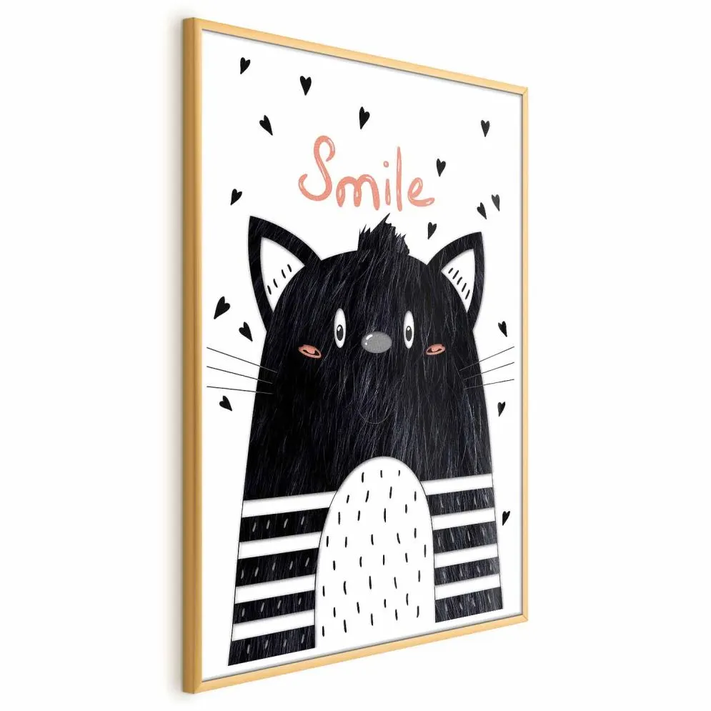 Plakat Smile 40x60 cm z ramą złotą bez marginesu | MIRAT.