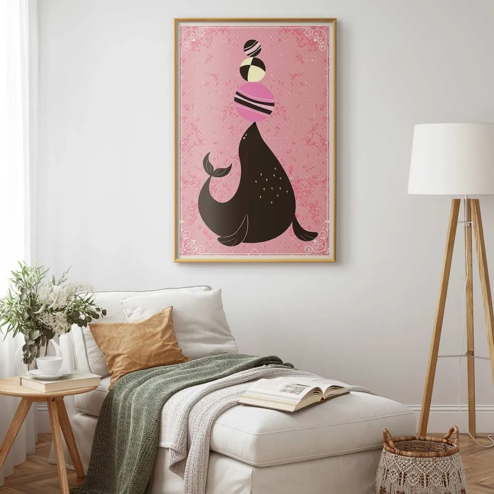 Plakat Foka 29,7x42 cm z ramą złotą bez marginesu | MIRAT.