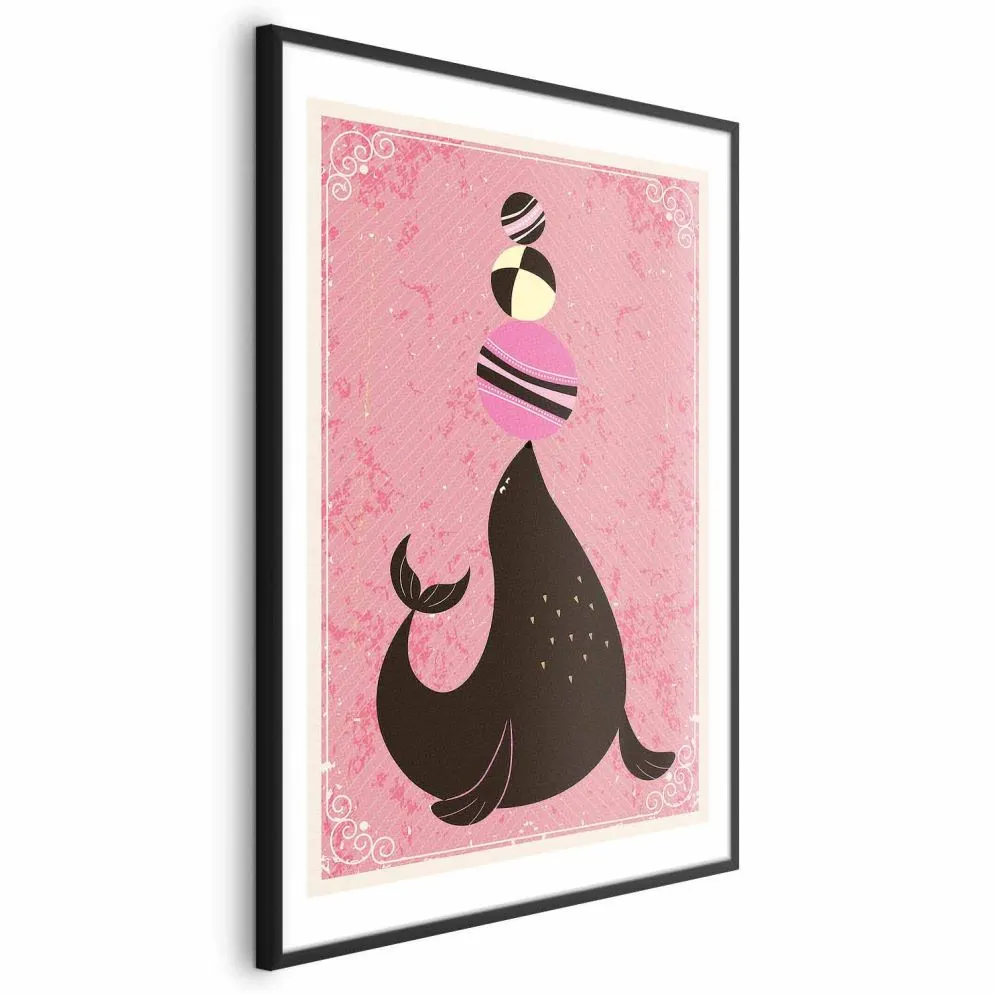 Plakat Foka 21x30 cm z ramą czarną z marginesem