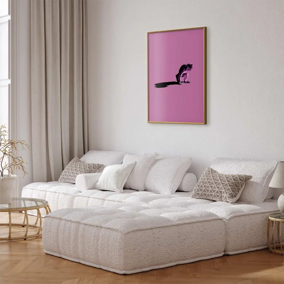 Plakat Mała małpka 60x90 cm z ramą złotą bez marginesu | MIRAT.