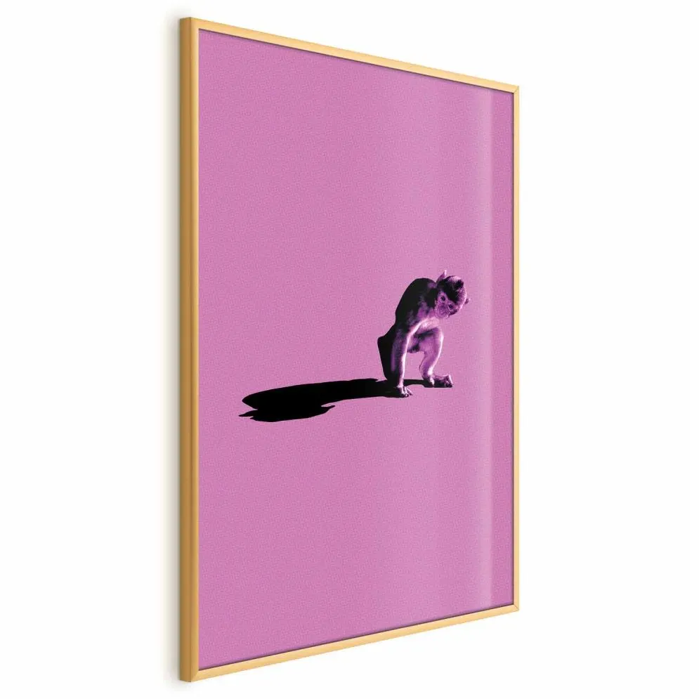 Plakat Mała małpka 60x90 cm z ramą złotą bez marginesu | MIRAT.