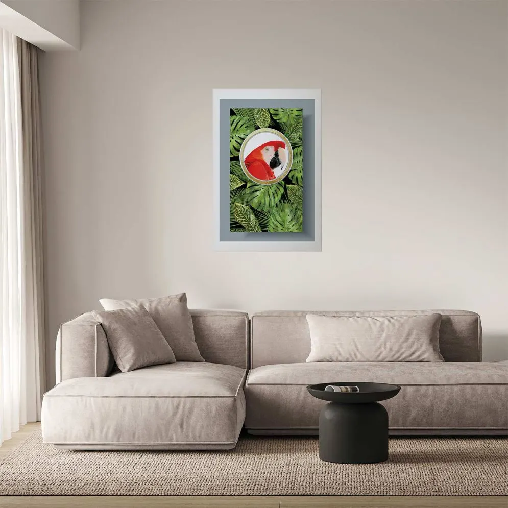 Plakat Papuga w dżungli 60x90 cm bez ramy z marginesem | MIRAT.