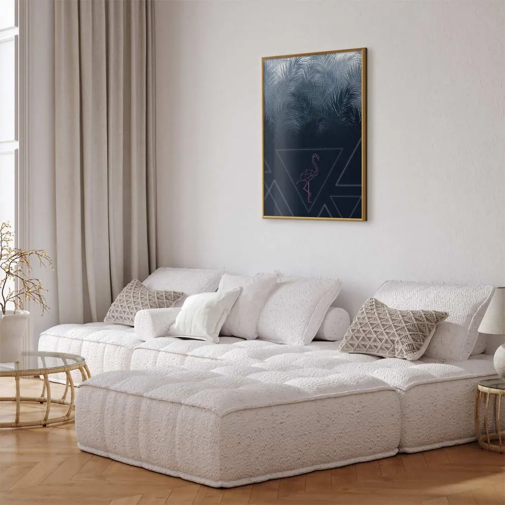 Plakat Geometryczny ptak 29,7x42 cm z ramą złotą bez marginesu | MIRAT.