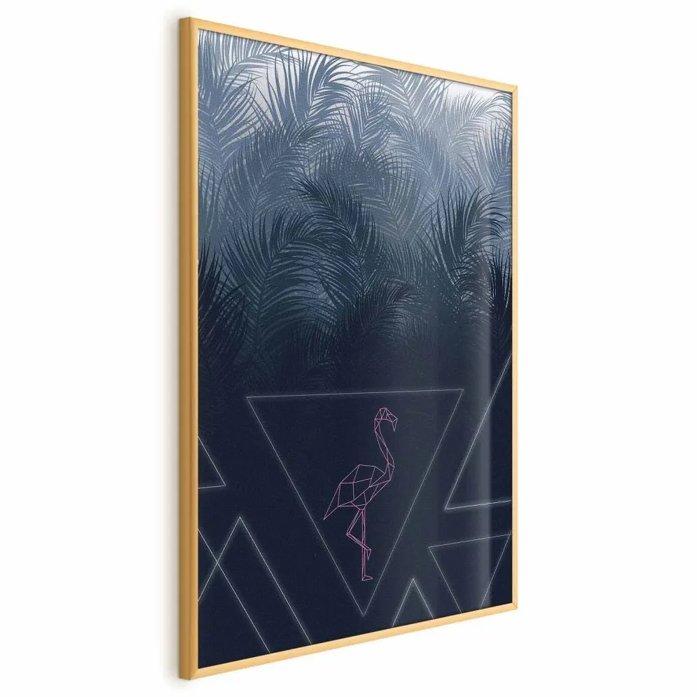 Plakat Geometryczny ptak 29,7x42 cm z ramą złotą bez marginesu | MIRAT.