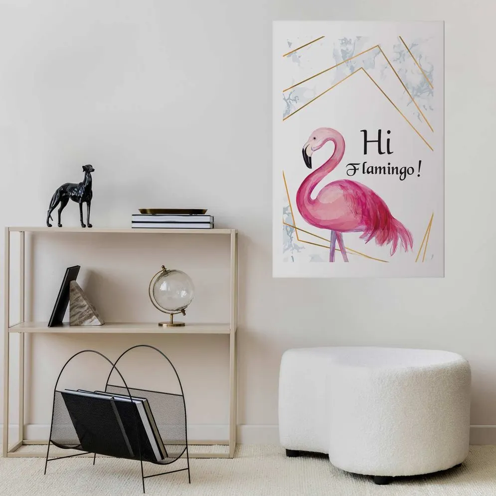 Plakat Hi flamingo 60x90 cm bez ramy z marginesem | MIRAT.