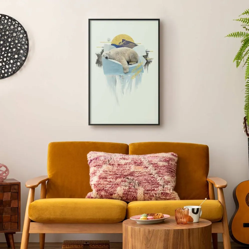 Plakat Niedźwiedź polarny 21x30 cm z ramą czarną bez marginesu | MIRAT.