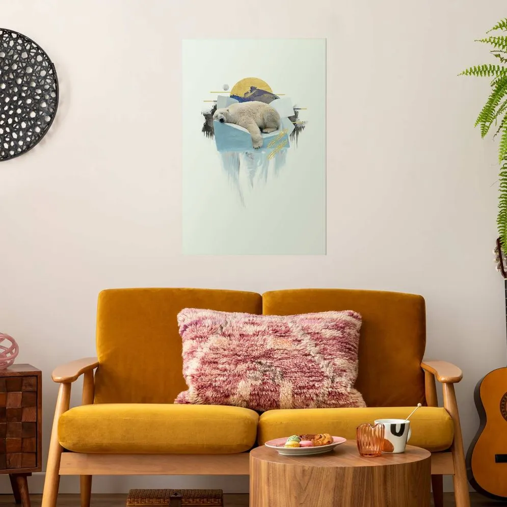 Plakat Niedźwiedź polarny 21x30 cm bez ramy z marginesem | MIRAT.