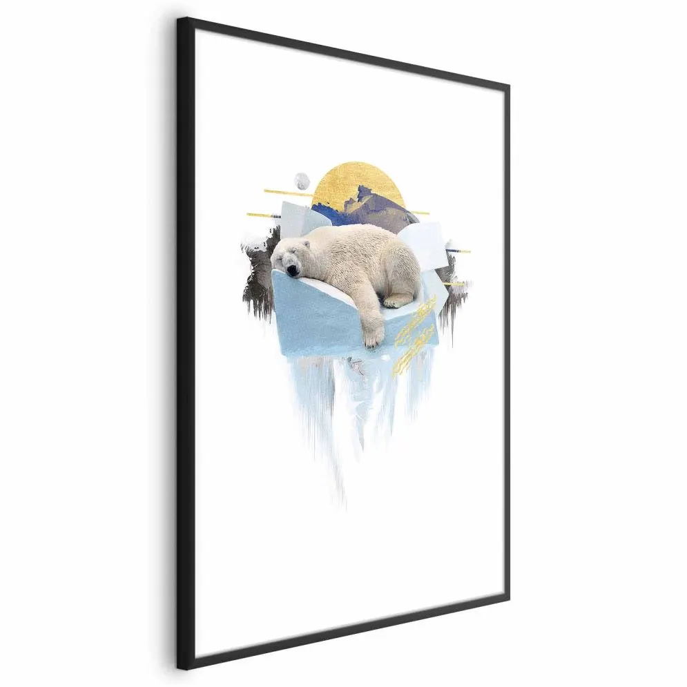 Plakat Niedźwiedź polarny 29,7x42 cm z ramą czarną z marginesem | MIRAT.