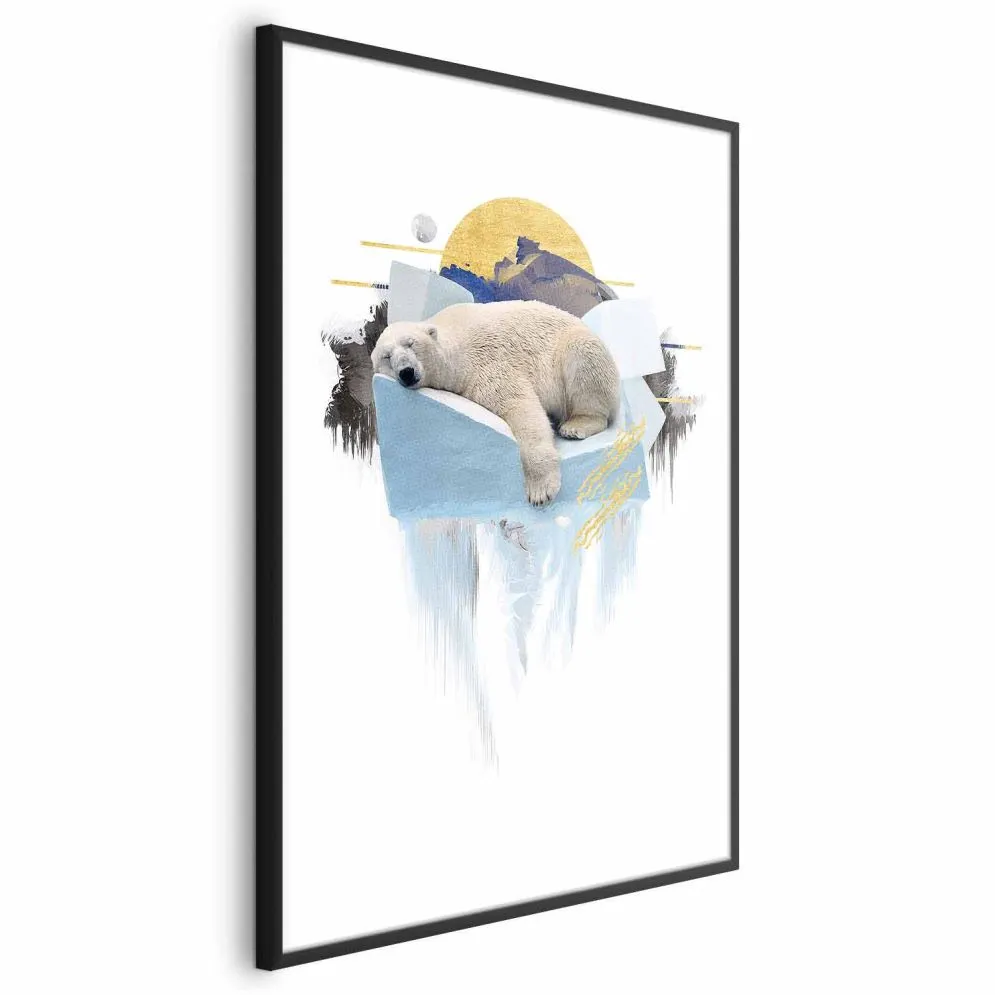 Plakat Niedźwiedź polarny 21x30 cm z ramą czarną bez marginesu | MIRAT.