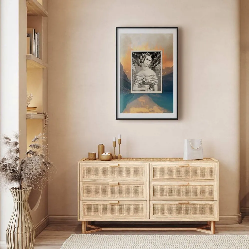 Plakat Retro portret 21x30 cm z ramą czarną z marginesem | MIRAT.