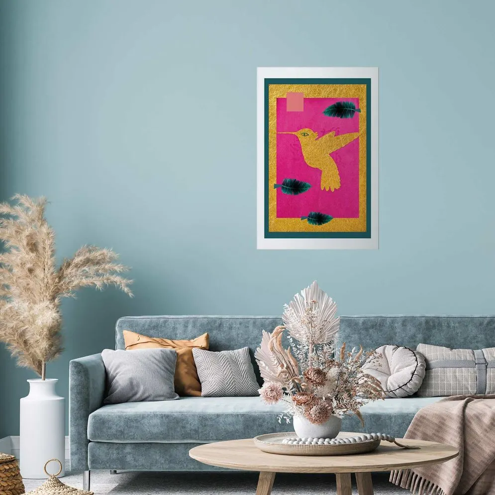 Plakat złotą koliber 40x60 cm bez ramy z marginesem | MIRAT.