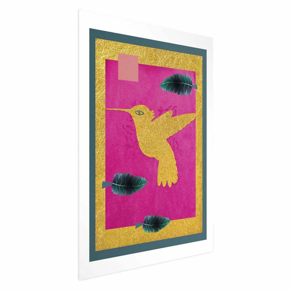 Plakat złotą koliber 40x60 cm bez ramy z marginesem | MIRAT.