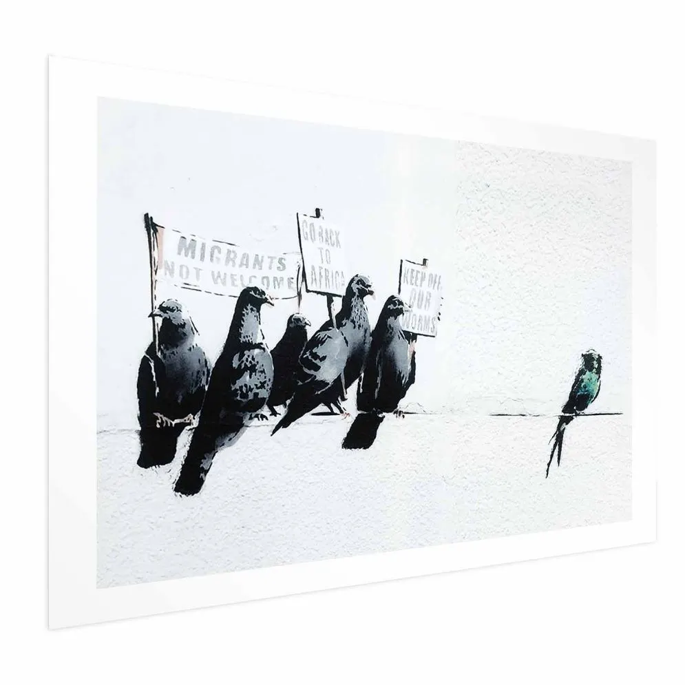 Plakat Ksenofobiczne gołębie 90x60 cm bez ramy z marginesem | MIRAT.