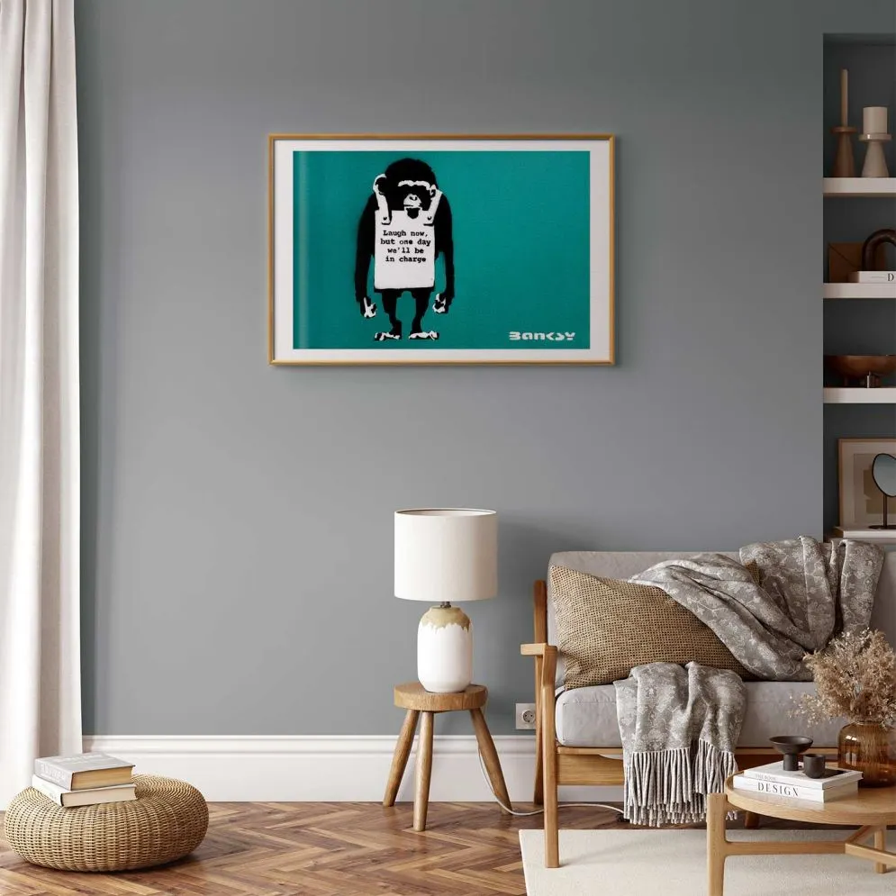 Plakat Zła małpa 90x60 cm z ramą złotą z marginesem | MIRAT.