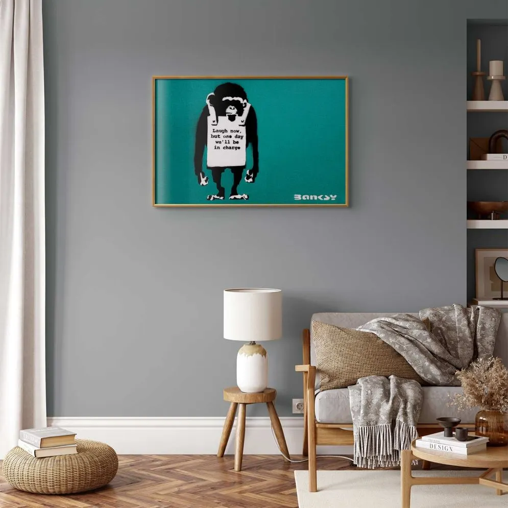 Plakat Zła małpa 30x21 cm z ramą złotą bez marginesu | MIRAT.