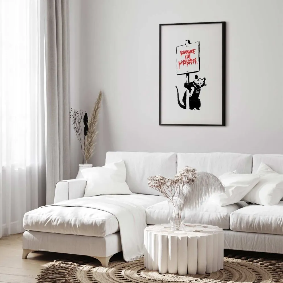 Plakat Worthless 21x30 cm z ramą czarną z marginesem | MIRAT.