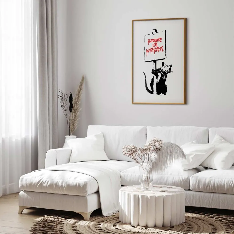 Plakat Worthless 60x90 cm z ramą złotą bez marginesu | MIRAT.