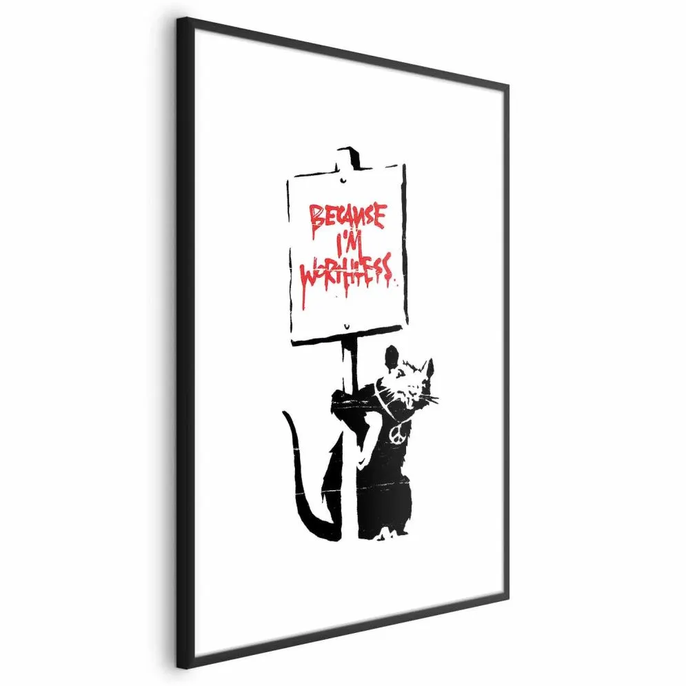 Plakat Worthless 21x30 cm z ramą czarną z marginesem | MIRAT.