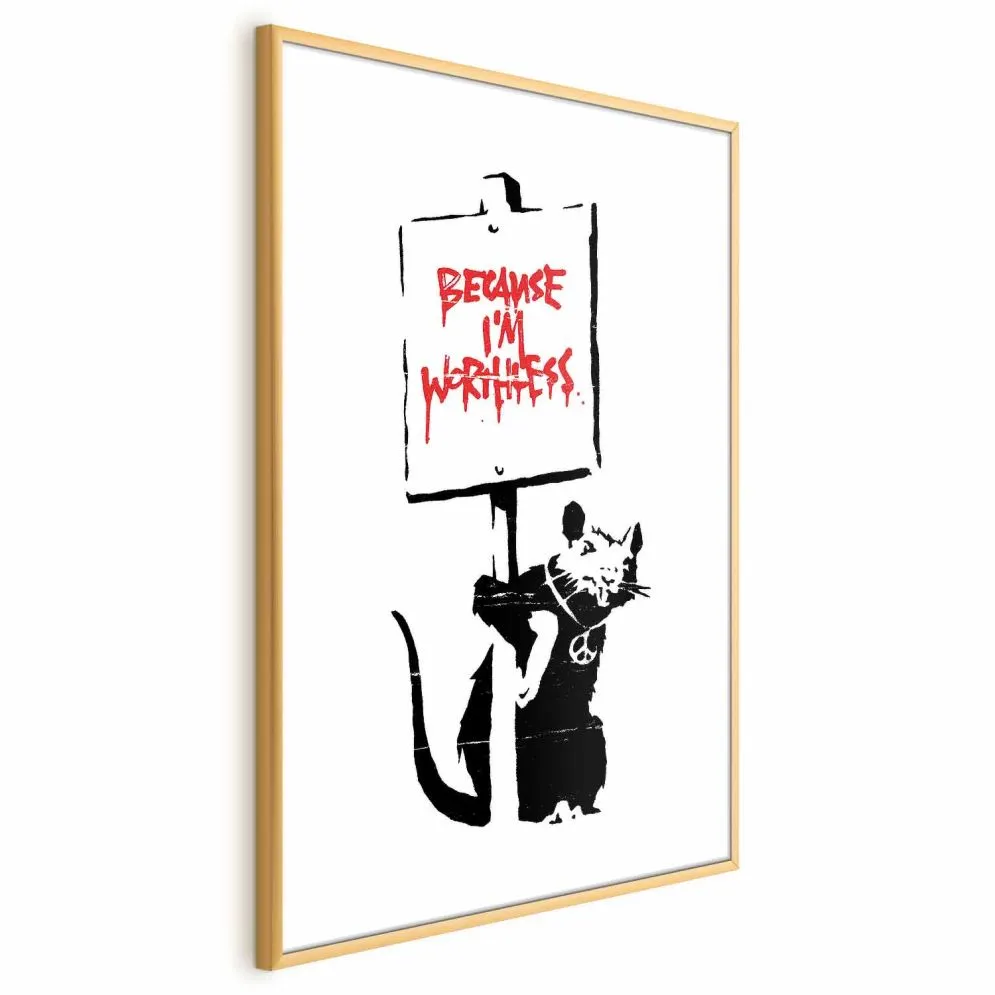 Plakat Worthless 60x90 cm z ramą złotą bez marginesu | MIRAT.
