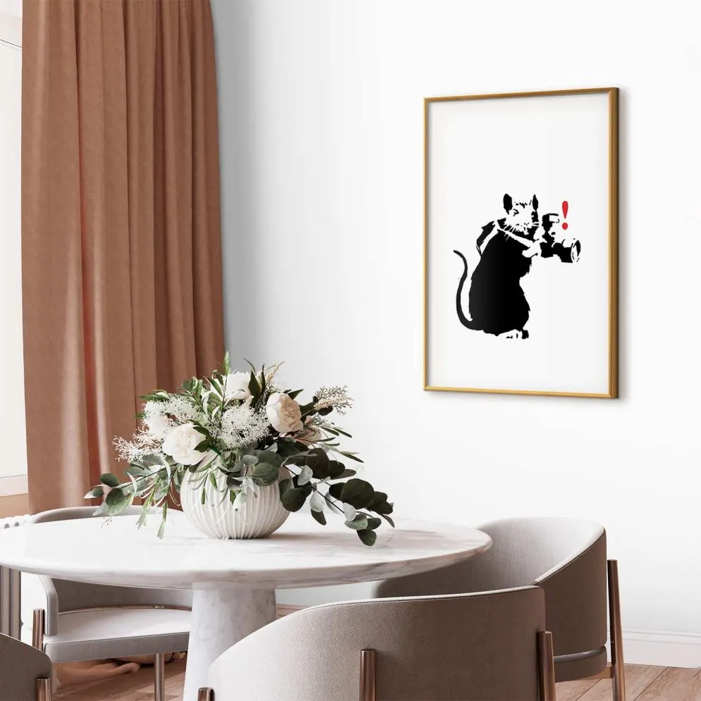 Plakat Szczur fotograf 29,7x42 cm z ramą złotą z marginesem | MIRAT.