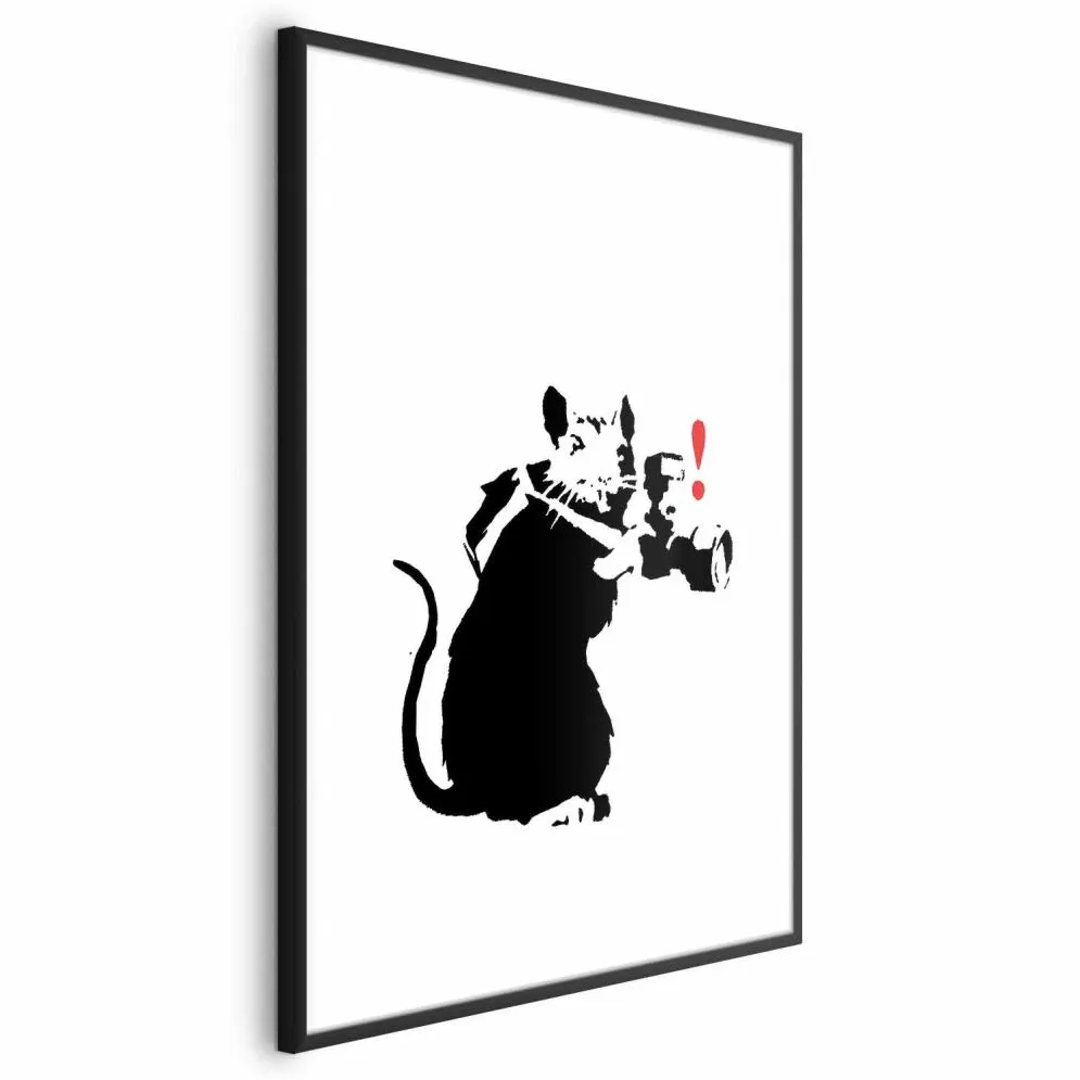 Plakat Szczur fotograf 60x90 cm z ramą czarną z marginesem | MIRAT.