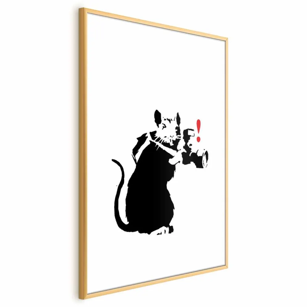 Plakat Szczur fotograf 29,7x42 cm z ramą złotą z marginesem | MIRAT.