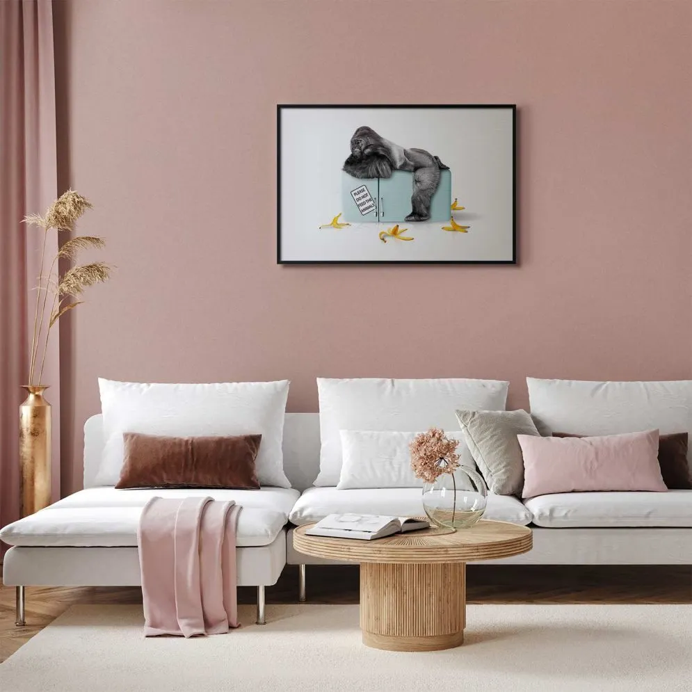 Plakat Głodny goryl 30x21 cm z ramą czarną z marginesem | MIRAT.