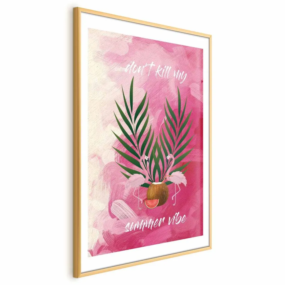 Plakat Summer Vibe 40x60 cm z ramą złotą z marginesem | MIRAT.