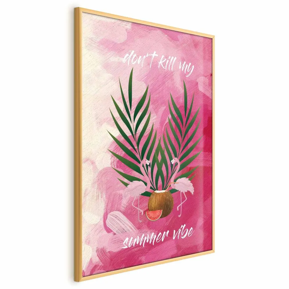 Plakat Summer Vibe 21x30 cm z ramą złotą bez marginesu | MIRAT.