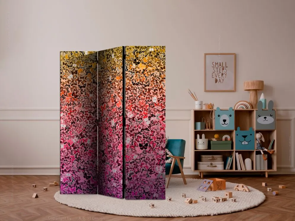 Parawan dwustronny Tła i desenie 135x172 cm 3-częściowy różowy | MIRAT.